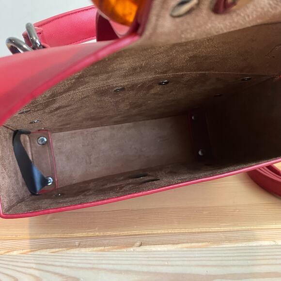 Like Dreams Agatha Mini Vegan Leather Structured Satchel Bag Red - Picture 13 of 16